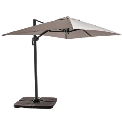 Parasol déporté 2x3 m et 4 dalles à remplir aluminium taupe