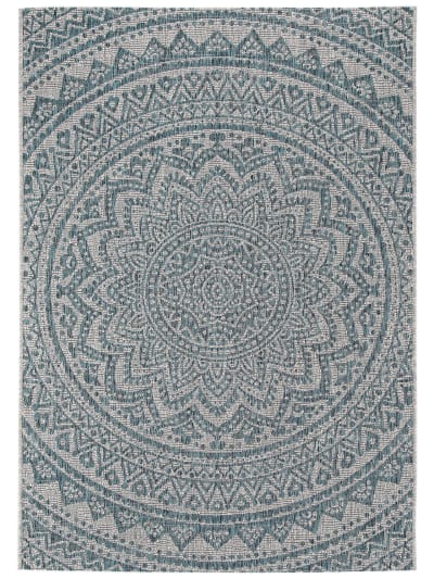 Tapis d'extérieur & intérieur beige/bleu 80x150