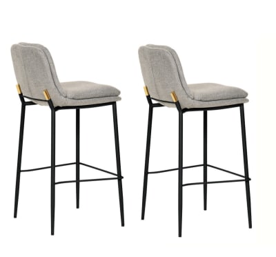 2 tabourets de bar avec tissu gris clair