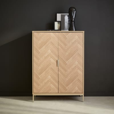 Vaisselier effet bois décor chevrons 2 portes