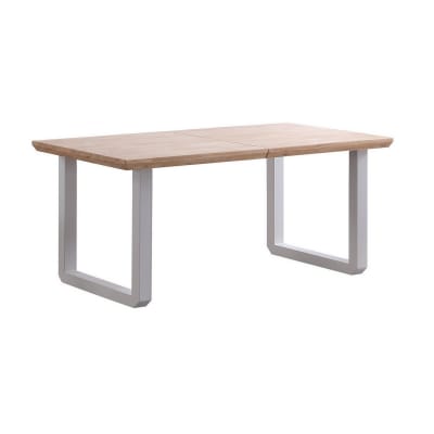 Table repas extensible en bois clair et métal blanc