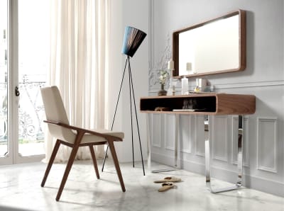 Miroir avec cadre effet bois noyer