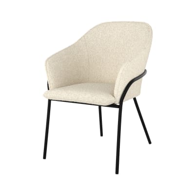 Chaise effet laine bouclette blanche et pieds en métal