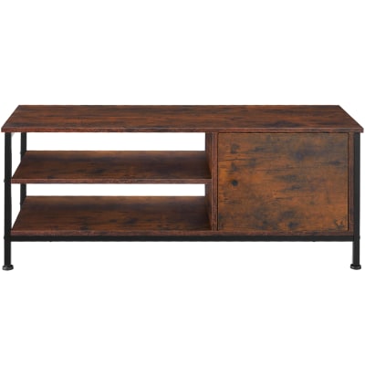 Meuble tv style industriel pieds réglables bois foncé