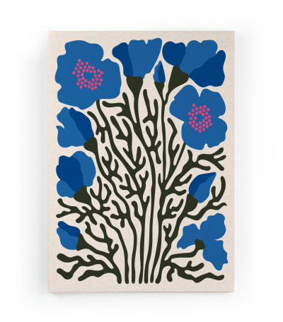 Peinture sur toile 60x40 imprimé HD Fleurs bleues