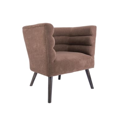 Fauteuil design en tissu effet daim chocolat