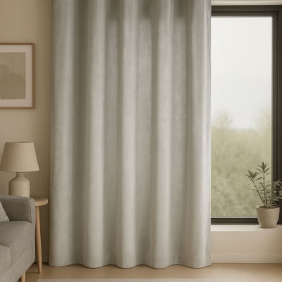Rideau en velours tamisant fluide polyester/velours gris clair 140x250