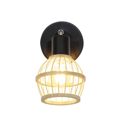 Applique murale 1 lumière en bambou coloris naturel et métal noir
