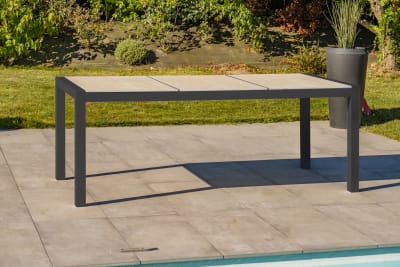 Table de jardin 6 à 8 places en aluminium avec plateau céramique
