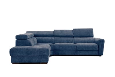 Canapé d'angle gauche 5 places relax électrique bleu foncé