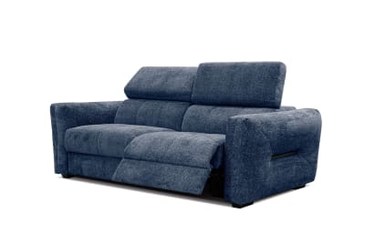 Canapé droit 3 places avec relax électrique côté droit tissu bleu