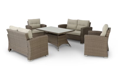 Salon de jardin 6 places avec table haute 140x80x68