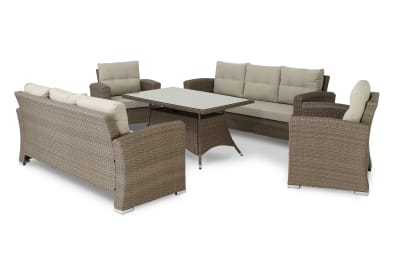 Salon de jardin 8 places avec table haute 140x80x68