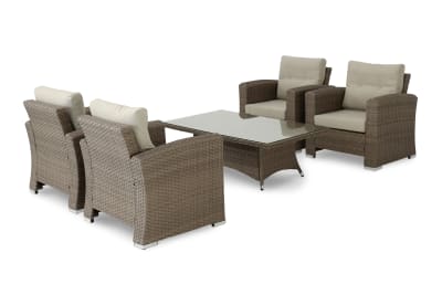 Salon de jardin 4 places avec table basse 140x80x46