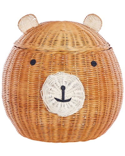 Panier enfants ours en peluche rotin naturel