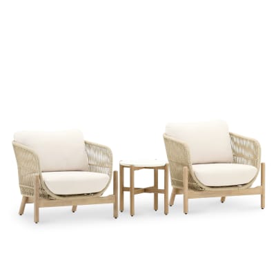 Salon de jardin 2 fauteuils et une table ronde 50cm