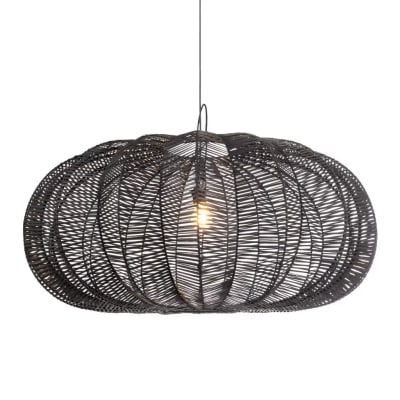 Suspension XXL noire en rotin 47x100