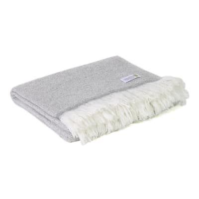 Plaid cachemire et laine léger motif diamant gris souris 130 x 230 cm