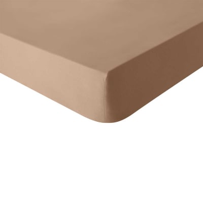 Drap housse en coton  sable 160x200 Made in France