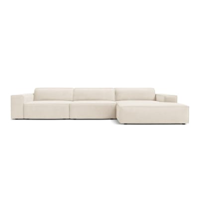 Canapé d'angle 4 places en velours beige clair