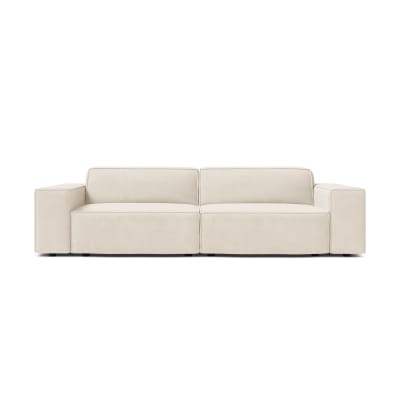 Canapé 3 places en velours beige clair