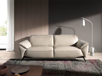 Canapé 3 places en cuir gris taupe