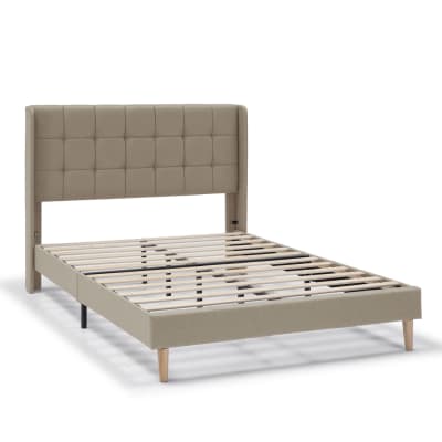 Cadre de lit rembourré 30 cm, 135/140x190 cm, Beige