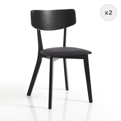 Lot de 2 chaises tissu noires h80 x l44 x p47