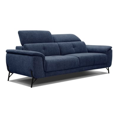 Canapé droit 3 places xxl tissu bleu foncé