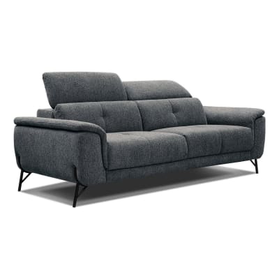 Canapé droit 3 places xxl tissu gris foncé