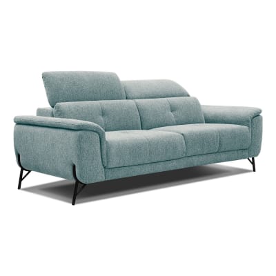 Canapé droit 3 places xxl tissu bleu clair