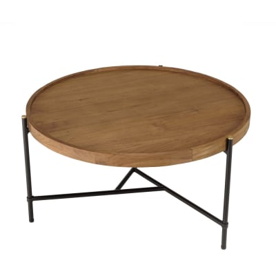 Table basse ronde plateau en bois de teck recyclé d74