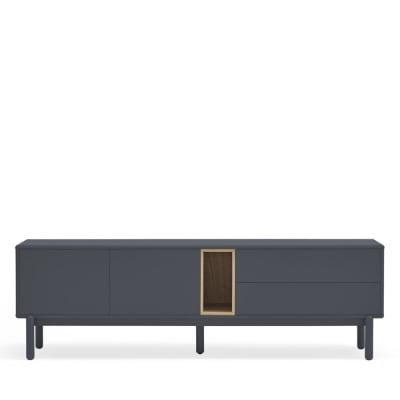 Meuble tv 2 portes 2 tiroirs en bois L180cm - Gris anthracite