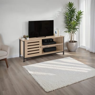 Meuble pour téléviseur style industriel pieds réglables bois clair
