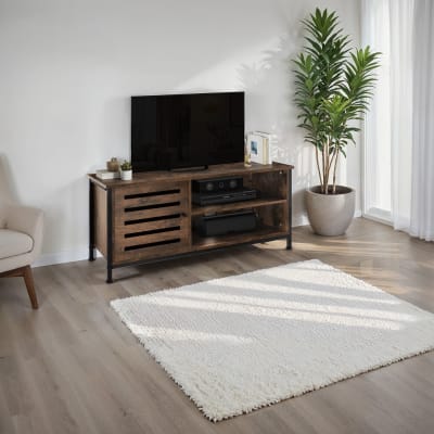Meuble pour téléviseur tv style industriel pieds réglables bois foncé