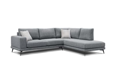 Canapé d'angle droit 5 places tissu gris