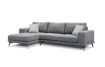 Canapé d'angle gauche 4 places tissu gris
