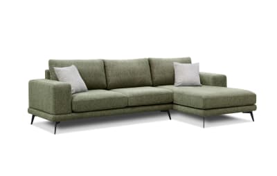 Canapé d'angle droit 4 places tissu vert