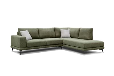 Canapé d'angle droit 5 places tissu vert