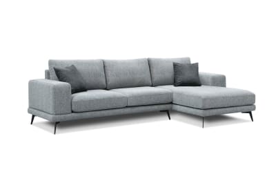 Canapé d'angle droit 4 places tissu gris clair