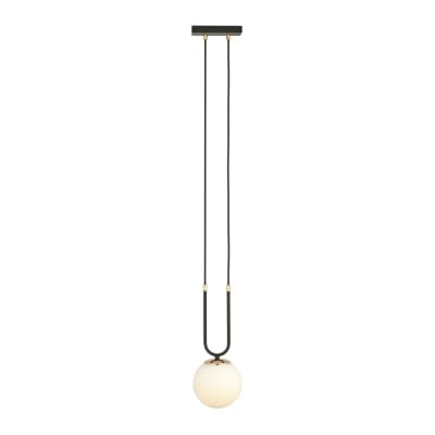 Suspension originale noire et dorée avec sphère en verre