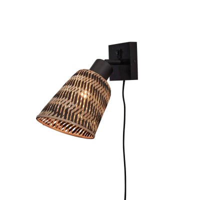 Applique bambou naturel/noir, h. 22cm