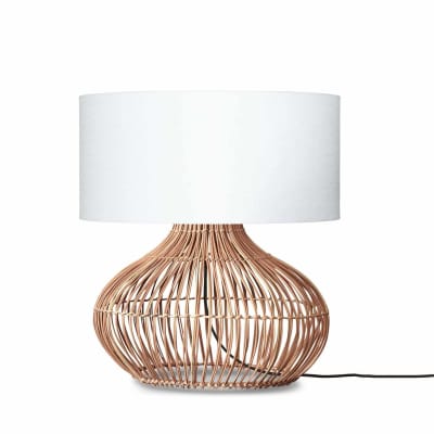 Lampe de table rotin abat-jour lin naturel/blanc, h. 60cm