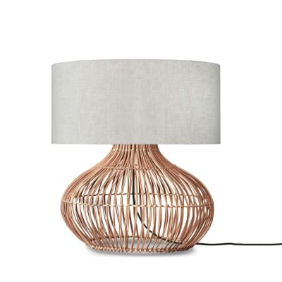 Lampe de table rotin abat-jour lin naturel/lin clair, h. 60cm