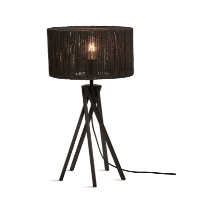 Lampe de table bambou abat-jour jute noir, h. 45cm
