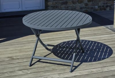 Table de jardin ronde pliante en aluminium  (4 places)