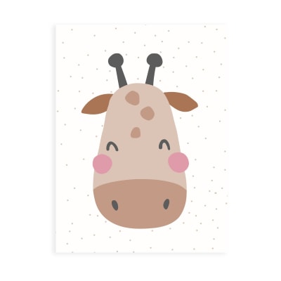 Affiche murale pour enfants Girafe beige 21x30cm