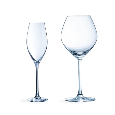 Ensemble 12 pièces, verres à pied 55 cl et flûtes à champagne