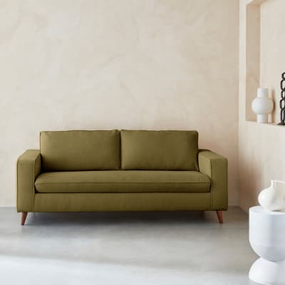 Canapé lit 3 places matelas 12cm en polyester et nylon vert olive