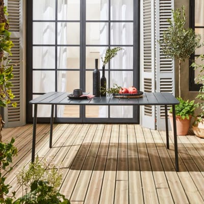 Table de jardin en métal anthracite 6 à 8 places